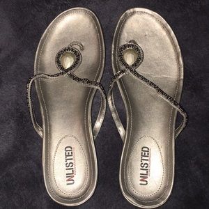 Silver Beaded Sandals Size 7.5